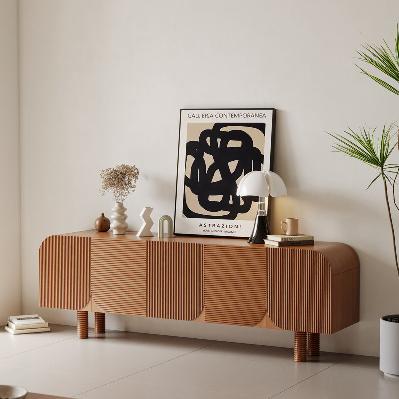 Wildon Home® Anayla 71'' W Media Console a 4 Gambe Arancione Marrone